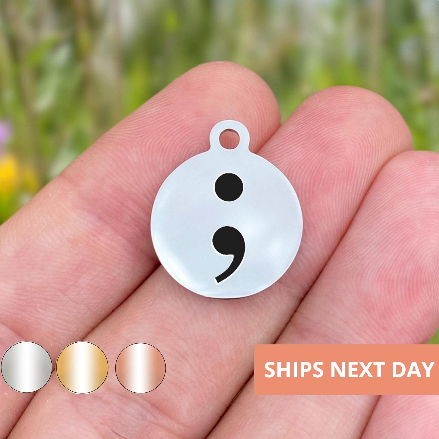 Semicolon My Story Isn't Over Charms Custom Engraved Charms Personalized Stainless Steel Jewelry Inspirational Charms BULK Options WK13