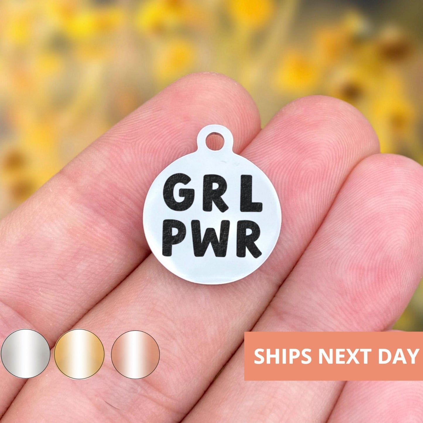 Girl Power Charms Custom Engraved Charms Personalized Stainless Steel Jewelry Motivational Charms BULK Options WK1806