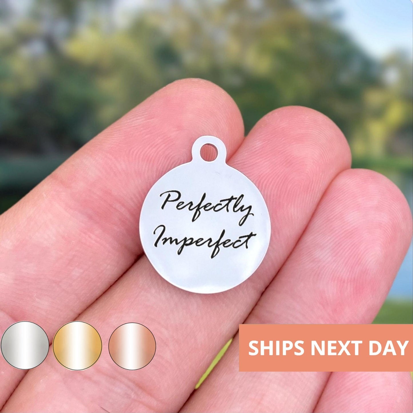 Perfectly Imperfect Charms Custom Engraved Charms Personalized Stainless Steel Jewelry Inspirational Charms BULK Options WK234