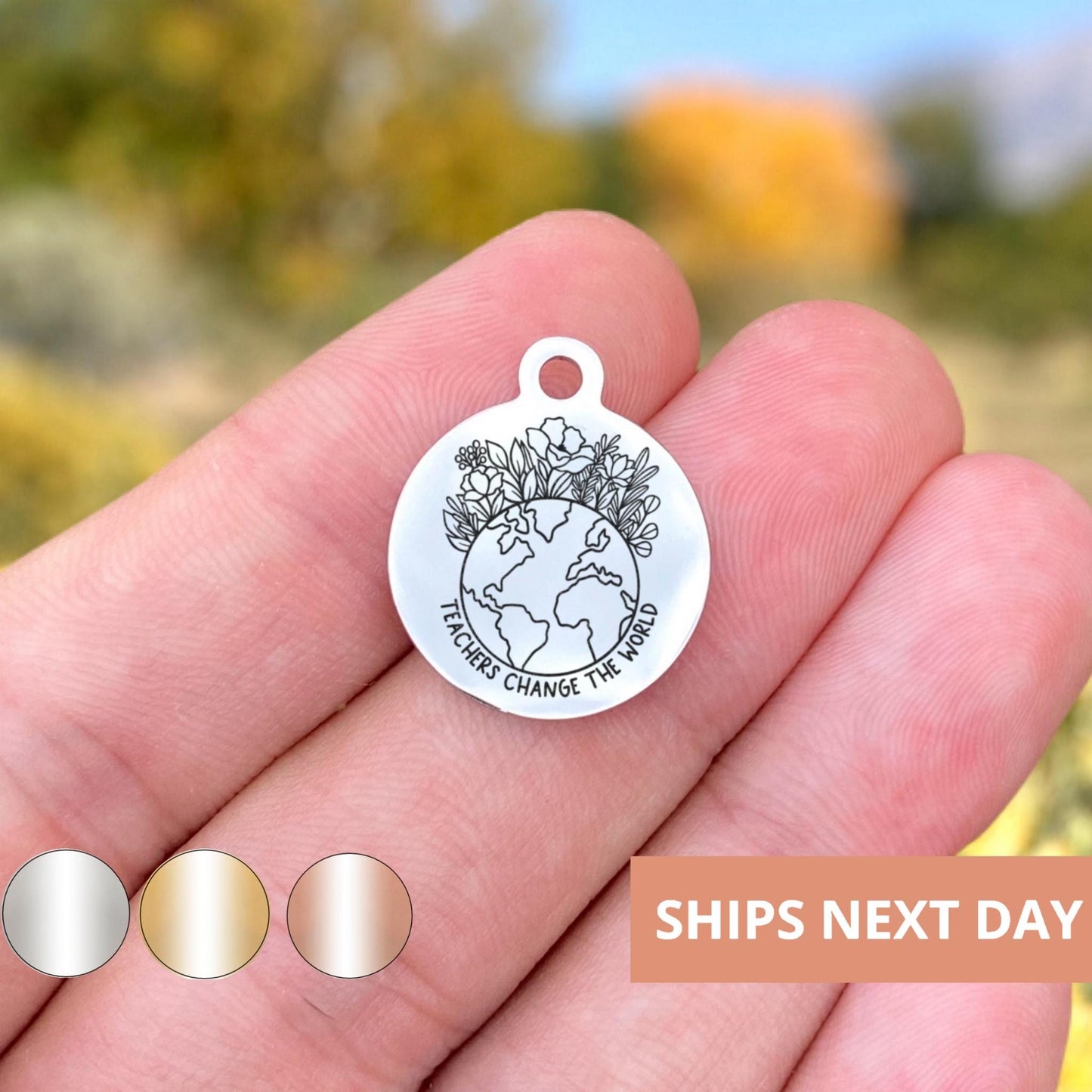 Teachers Change The World Charms Custom Engraved Charms Personalized Stainless Steel Jewelry Teacher Charms BULK Options WK1811
