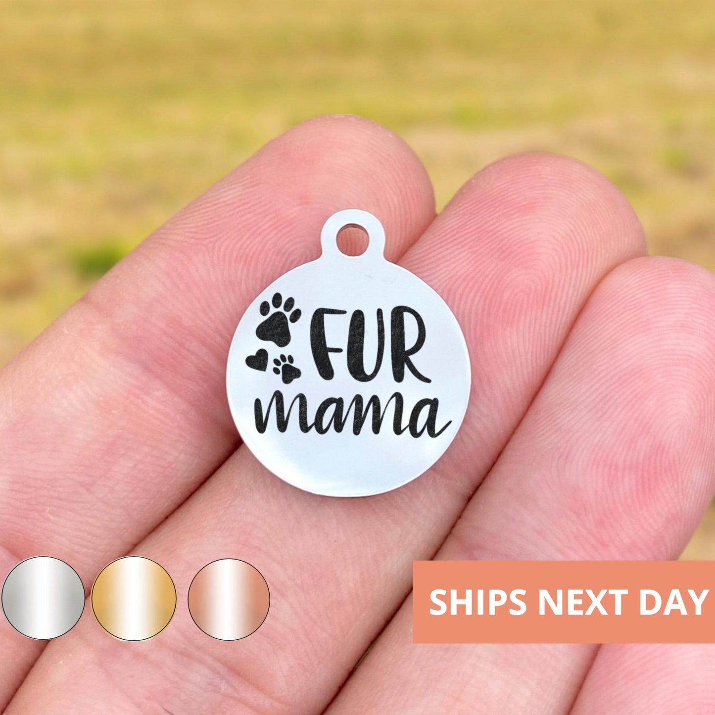 Fur Mama Charms Custom Engraved Charms Personalized Stainless Steel Jewelry Animal Charms BULK Options WK1646