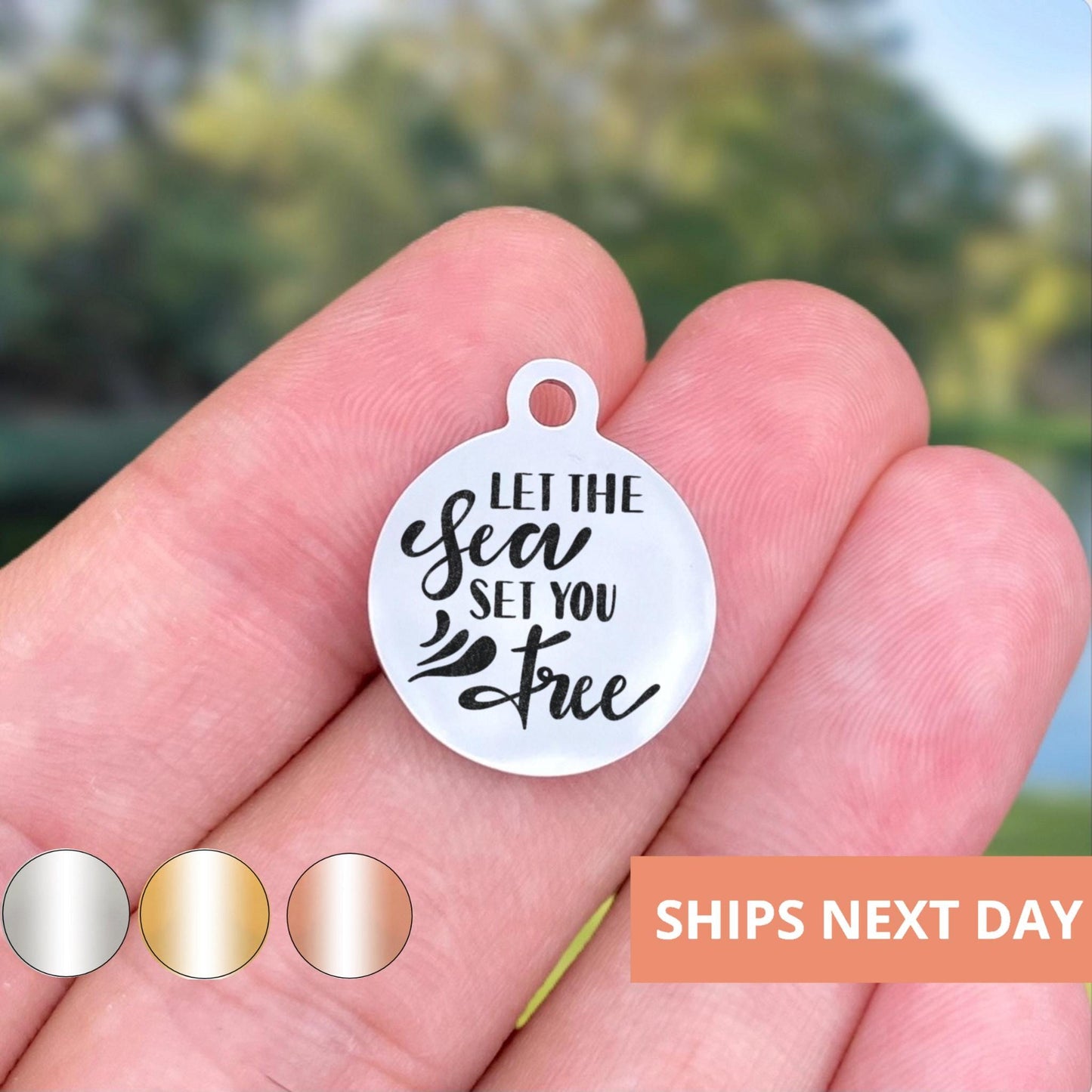 Let The Sea Set You Free Charms Custom Engraved Charms Personalized Stainless Steel Jewelry Beach Charms BULK Options WK1602