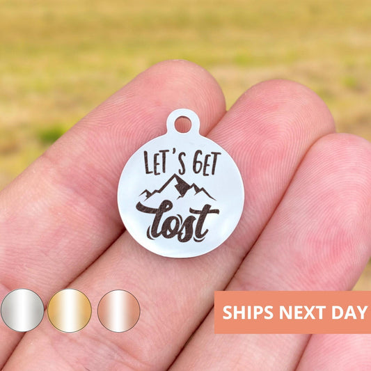 Let's Get Lost Charms Custom Engraved Charms Personalized Stainless Steel Jewelry Adventure Charms BULK Options WK1907