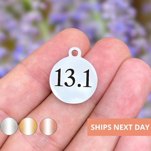 13.1 Half Marathon Charms Custom Engraved Charms Personalized Stainless Steel Jewelry Inspirational Charms BULK Option WK34