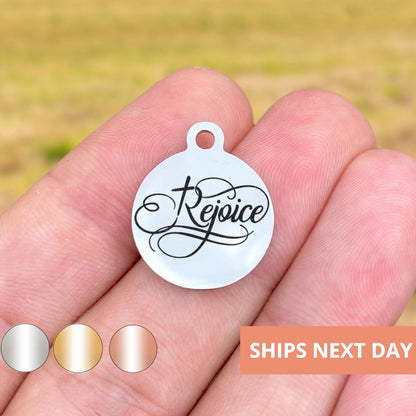 Rejoice Charms Custom Engraved Charms Personalized Stainless Steel Jewelry Faith Charms BULK Options WK1821