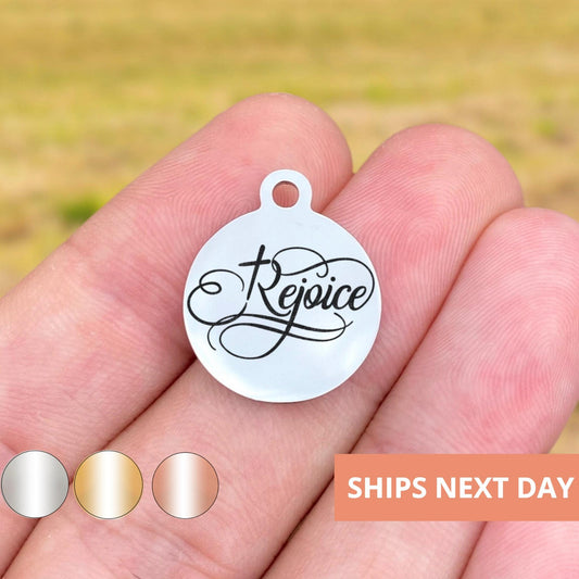 Rejoice Charms Custom Engraved Charms Personalized Stainless Steel Jewelry Faith Charms BULK Options WK1821