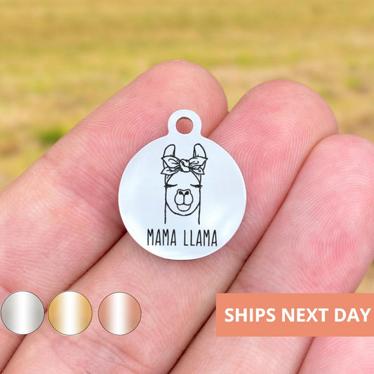 Mama Llama Charms Custom Engraved Charms Personalized Stainless Steel Jewelry Mom Charms BULK Options WK1809