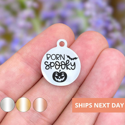 Born Spooky Charms Custom Engraved Charms Personalized Stainless Steel Jewelry Holiday Charms BULK Options WK1737