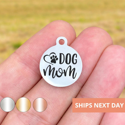 Dog Mom Charms Custom Engraved Charms Personalized Stainless Steel Jewelry Animal Charms BULK Options WK644