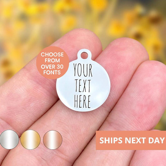 Personalized Custom Text Chams Custom Engraved Charms Personalized Stainless Steel Jewelry Personalized Charms BULK Options WK3