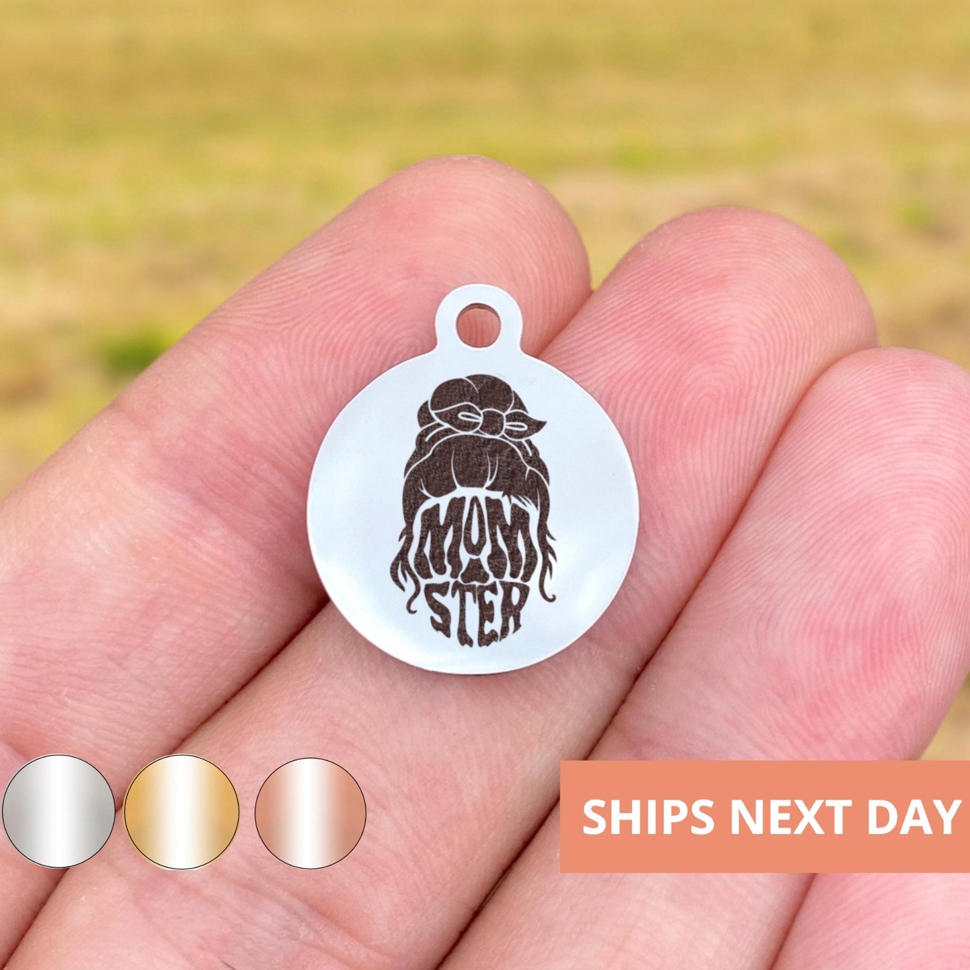 Momster Charms Custom Engraved Charms Personalized Stainless Steel Jewelry Mom Charms BULK Options WK1915