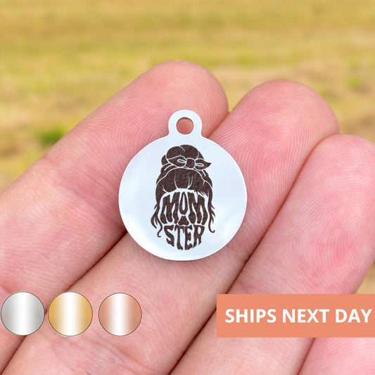 Momster Charms Custom Engraved Charms Personalized Stainless Steel Jewelry Mom Charms BULK Options WK1915