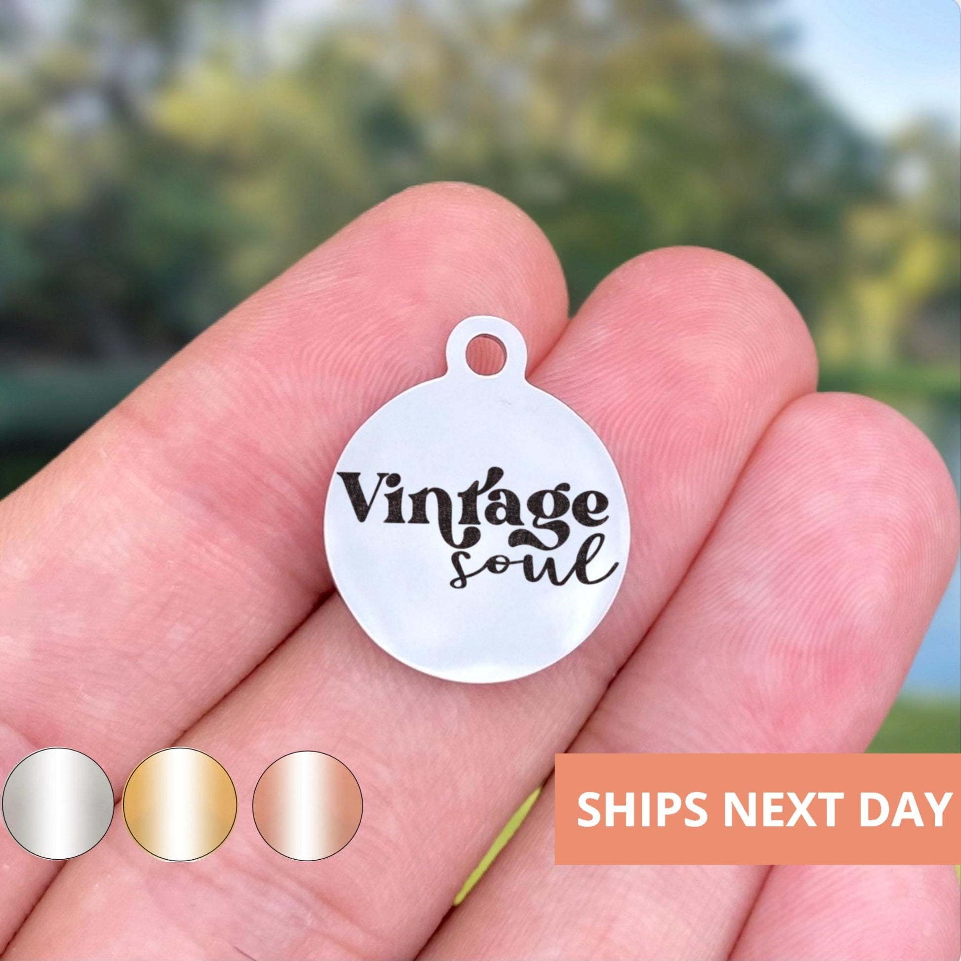 Vintage Soul Charms Custom Engraved Charms Personalized Stainless Steel Jewelry Boho Charms BULK Options WK1871