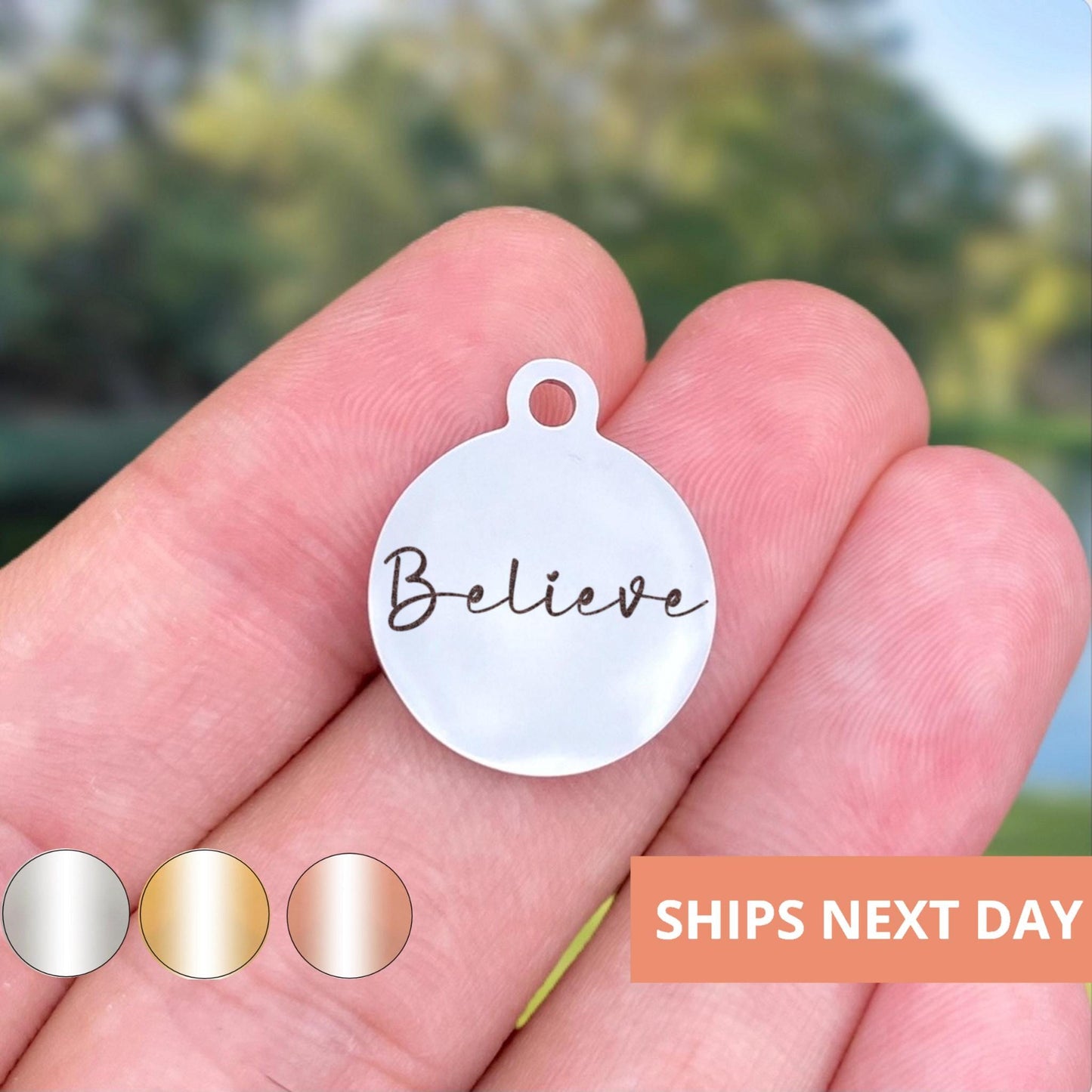 Believe Charms Custom Engraved Charms Personalized Stainless Steel Jewelry Faith Charms BULK Options WK1848