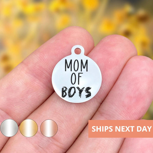 Mom Of Boys Charms Custom Engraved Charms Personalized Stainless Steel Jewelry Mom Charms BULK Options WK1840