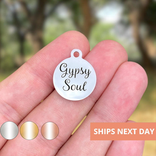 Gypsy Soul Charms Custom Engraved Charms Personalized Stainless Steel Jewelry Boho Charms BULK Options WK287