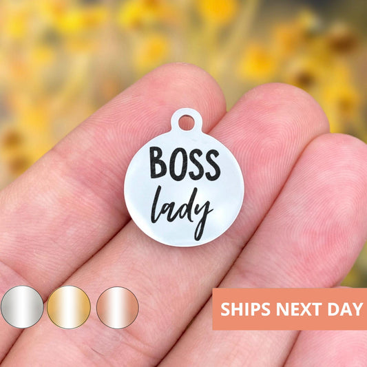 Boss Lady Charms Custom Engraved Charms Personalized Stainless Steel Jewelry Inspirational Charms BULK Options WK523