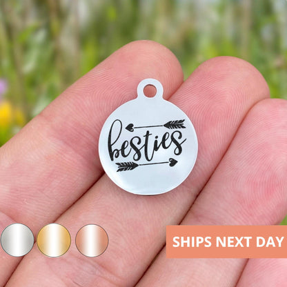 Besties Charms Custom Engraved Charms Personalized Stainless Steel Jewelry Inspirational Charms BULK Options WK604