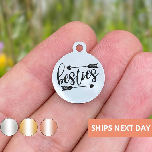 Besties Charms Custom Engraved Charms Personalized Stainless Steel Jewelry Inspirational Charms BULK Options WK604