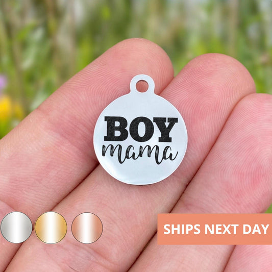 Boy Mama Charms Custom Engraved Charms Personalized Stainless Steel Jewelry Inspirational Charms BULK Options WK621