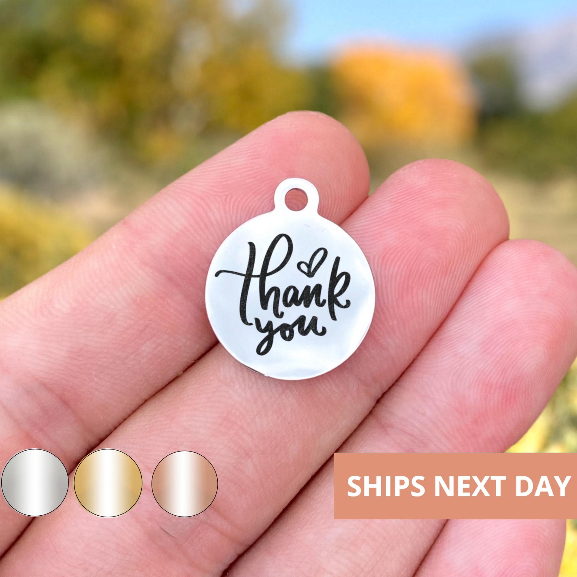 Thank You Charms Custom Engraved Charms Personalized Stainless Steel Jewelry Inspirational Charms BULK Options WK746
