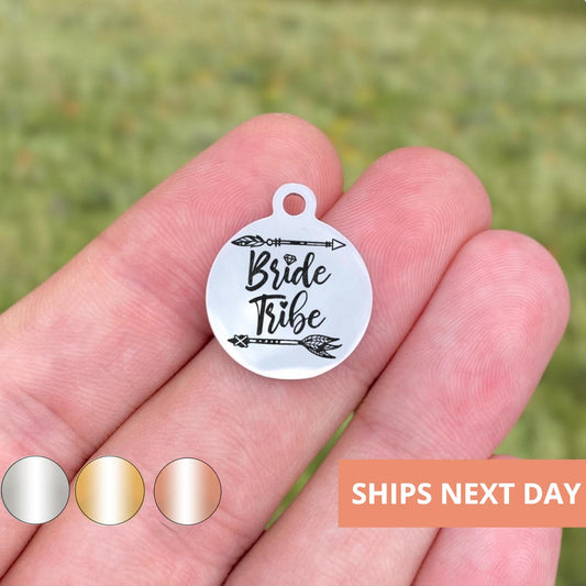 Bride Tribe Charms Custom Engraved Charms Personalized Stainless Steel Jewelry Wedding Charms BULK Options WK1709