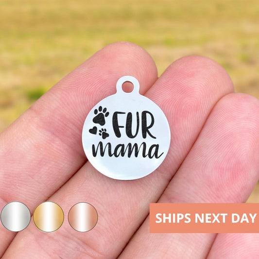 Fur Mama Charms Custom Engraved Charms Personalized Stainless Steel Jewelry Animal Charms BULK Options WK1646