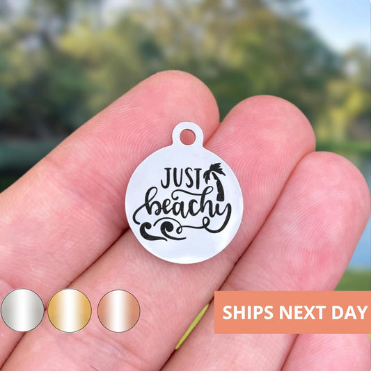 Just Beachy Charms Custom Engraved Charms Personalized Stainless Steel Jewelry Beach Charms BULK Options WK1621