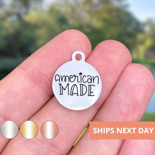 American Made Charms Custom Engraved Charms Personalized Stainless Steel Jewelry America Charms BULK Options WK1586