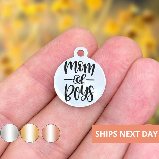 Mom Of Boys Charms Custom Engraved Charms Personalized Stainless Steel Jewelry Mom Charms BULK Options WK1399