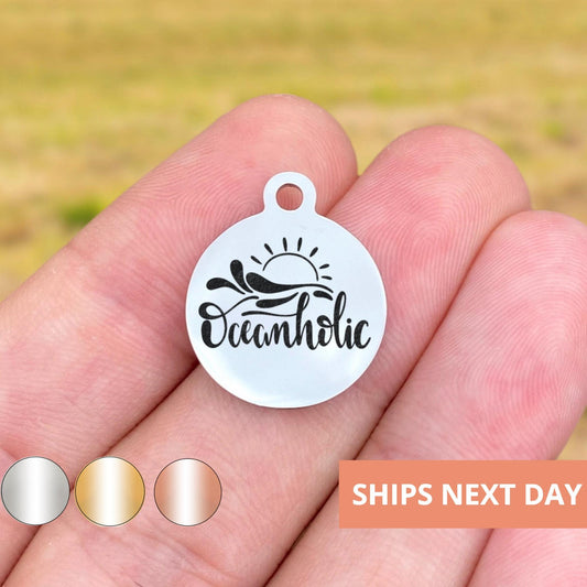 Oceanholic Charms Custom Engraved Charms Personalized Stainless Steel Jewelry Beach Charms BULK Options WK1601