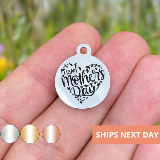 Happy Mother's Day Charms Custom Engraved Charms Personalized Stainless Steel Jewelry Holiday Charms BULK Options WK1435