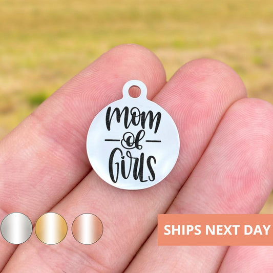 Mom Of Girls Charms Custom Engraved Charms Personalized Stainless Steel Jewelry Mom Charms BULK Options WK1398